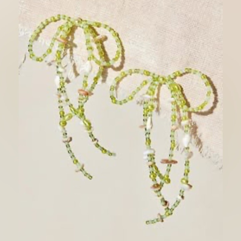 Free People Say You Love Me Beaded Bow Dangle Earrings NWT